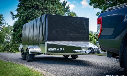 GFAB Sports Trailer with cage and canvas cover
